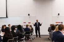 Dean Keith Mays addresses learners at orientation