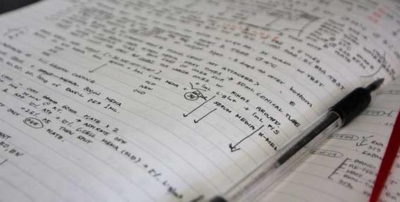 Notebook with research notes
