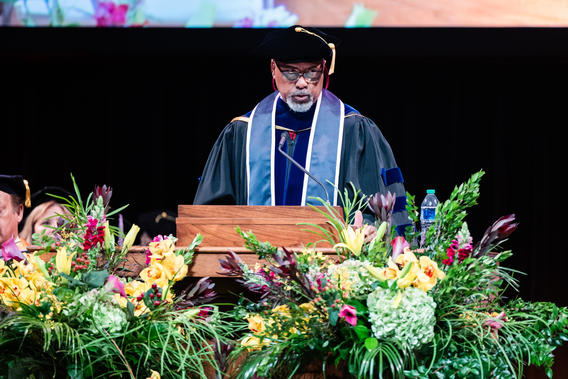 Dean Mays speaks at commencement