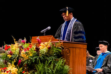 Dean Mays speaks at graduation