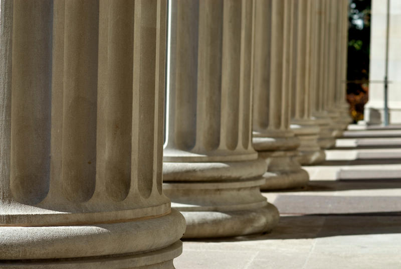 detailed look at the base of the ionic columns in front of Northrop